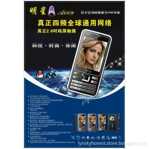 A009 quadband dual sim dual standby touch screen Magic Voice phone